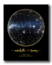 Personalized Star Map Print Custom By Date Chart Poster Gift for Anniversary st9