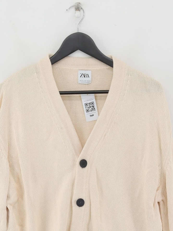 Zara Men's Cardigan XL Cream 100 Cotton VNeck Cardigan eBay