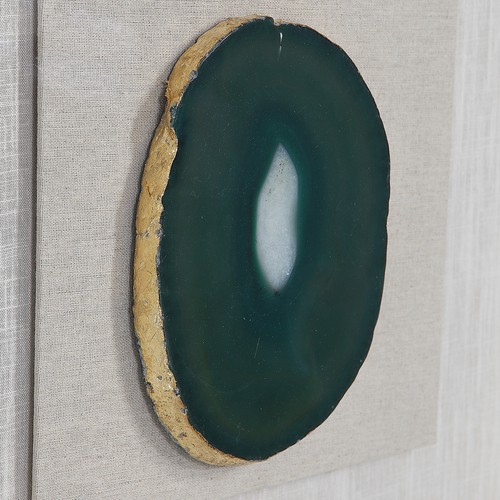 Luxe Gold White Agate Stone Slice Wall Art | Shadow Box Frame Square Sculpture - Picture 4 of 9