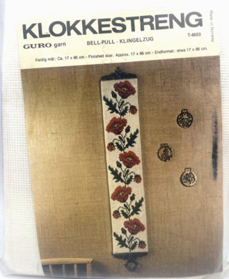 Vintage Norwegian Klokkestreng Wall Hanging Kit Crewel Guro Bell Pull