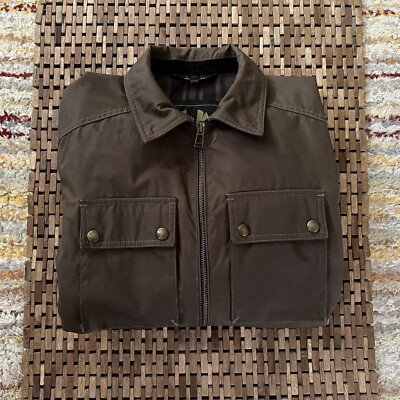 Belstaff Waxed Lined Motorcycle Riding Biker Jacket Full Zip Brown Men s Small A