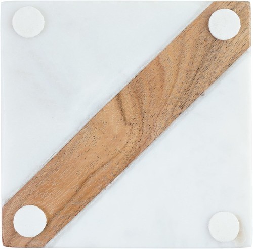 Marmor & Holz Untersetzer Set Quadratische Form Untersetzer für Esstisch Küche Dekor... - Bild 6 von 9