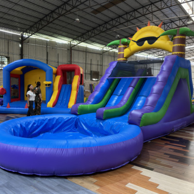 Commercial Inflatable Bounce House Double Water Slides Combo for Backyard 26FT