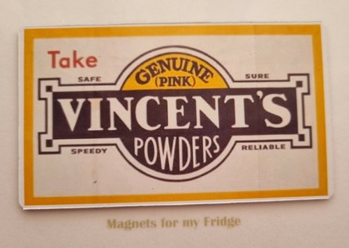 VINTAGE VINCENT'S POWDERS FRIDGE MAGNET - M441