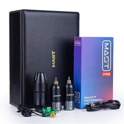 Used Mast Tour / Dragonhawk Wireless Rotary Pen Tattoo Machine & Battery Kit-1095277