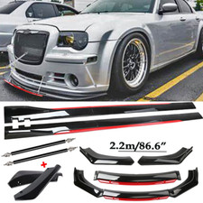 Front Bumper Lip Spoiler Splitter Body Side Skirt For Chrysler 300 Glossy Black
