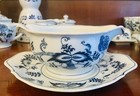 Blue Danube China Double Spout Gravy Boat w/Underplate Blue & White Block Mark — photo 1
