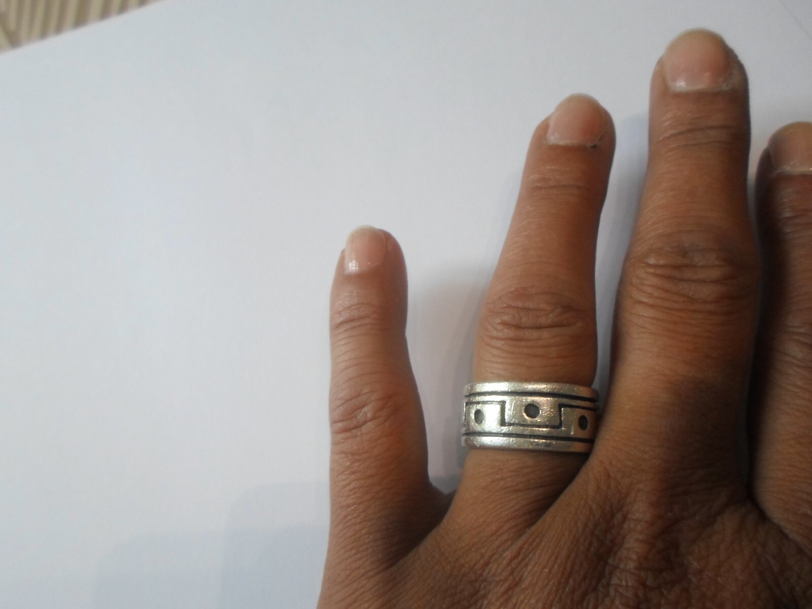 solid silver ring, ring, chiseled, size 56 - image 1