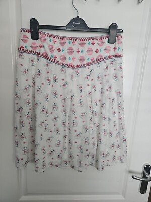 Debenhams White Stuff Outlet (Debenhams Mantaray White/multicolour Floral  Pattern Skirt Size 12)