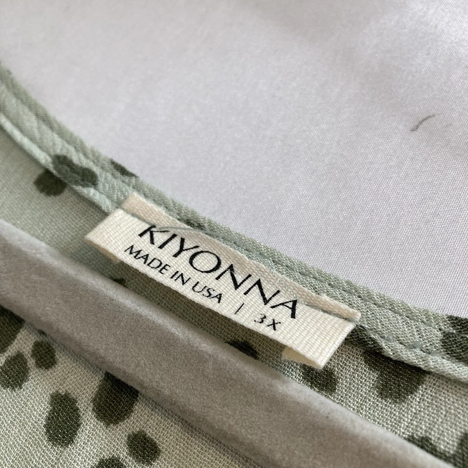 Vestido midi fluido con cuello en V estampado verde Kiyonna para mujer talla 3X Boho Cottagecore Foto 4 de 4