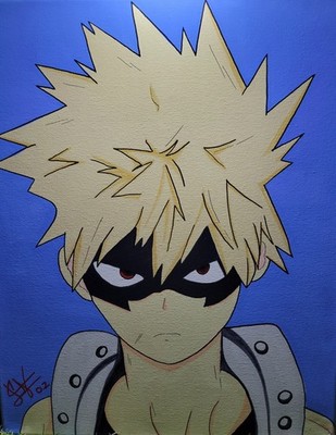 Original Art 16x20   Katsuki Bakugo Explosion Hero Dynamite Power Anime Artwork
