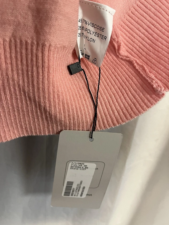 Moda Para Mujer Talla L Color Melocotón Cárdigan Suéter Frente Abierto Tejido Manga 3/4 Foto 3 de 3