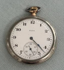 Antique ELGIN Gold Filled with Silver Tone Open-Face Pocket Watch - Running