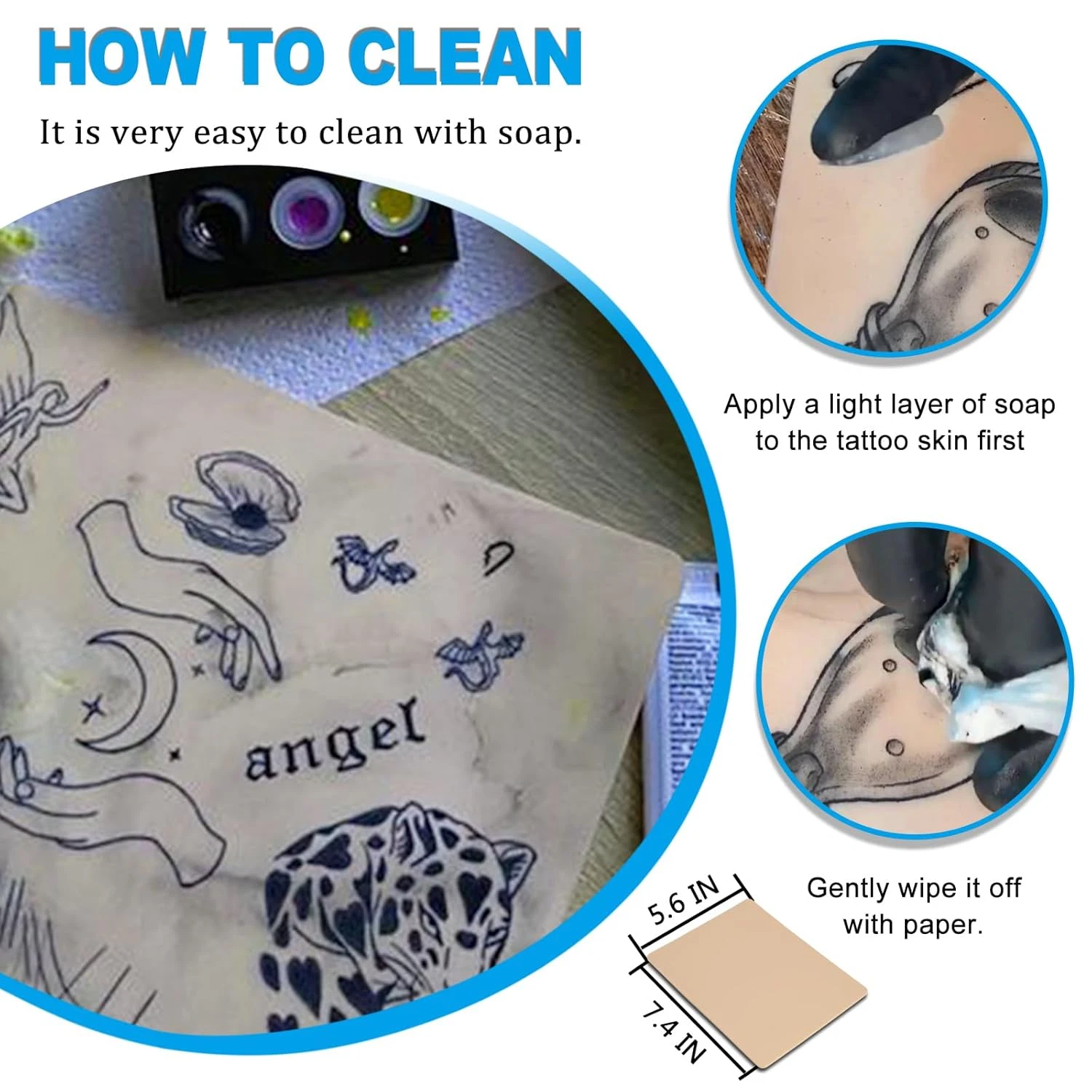 3MM Tattoo Skin Practice Kit - 13Pcs Fake Skin and Stencil Paper Kit Including 3 - product detail image 5