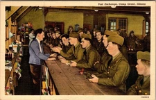 Post Exchange Camp Grant Illinois Vintage Military Postcard C.T. Art-Colortone