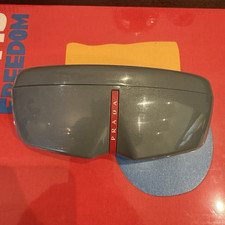 PRADA Hinged Hard Plastic Glasses/Sunglasses Case Gray with Red Logo