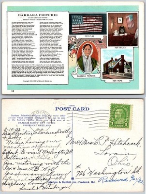 Barbara Fritchie Frederick Md Home Postcard