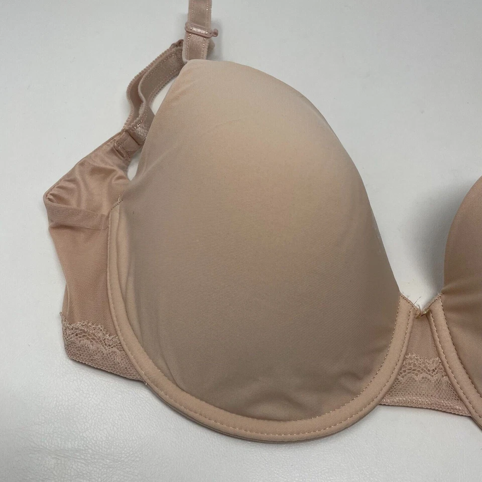 Chantelle Lace Comfort Flex Sweetheart T-Shirt Bra Womens 30G Beige Tan - Image 4 of 4