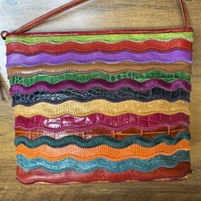 Vtg Sharif Glam Rock Crossbody Colorful 80s Coogi-Inspired Purse Bag USA-Made