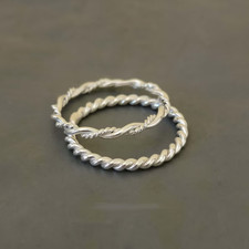 Twisted Band Plain , Band 925 Silver Ring, legant Silver Twist Ring, All size