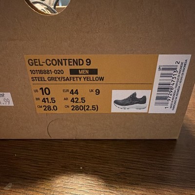 ASICS Gel-Contend 10 Men s Running Sneakers Steel Grey/Safety Yellow 1011B