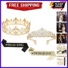 Prom King  Queen Sash and Crown Set - Prom Queen Sash, King Crowns for Men -...