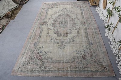Vintage 6,4x10,9 ft Rug, Turkish Large Rug, Beige Moroccan Rug