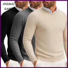 Men's Crewneck Knitted Pullover Sweater Fit Long Sleeve Casual Sweaters