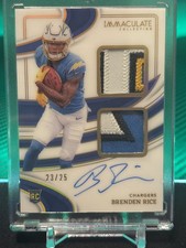 Brenden Rice 2024 Panini Immaculate RC Dual PatchAuto #ISPR-BRE /25