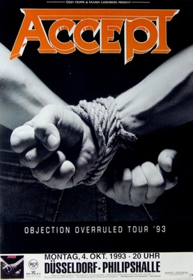 ACCEPT - 1993 - In Concert - Objection Overruled Tour - Poster - Düsseldorf