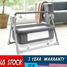 Portable Electric Baby Swing Cradle Bassinet Rocking Crib Infant W/ Bluetooth