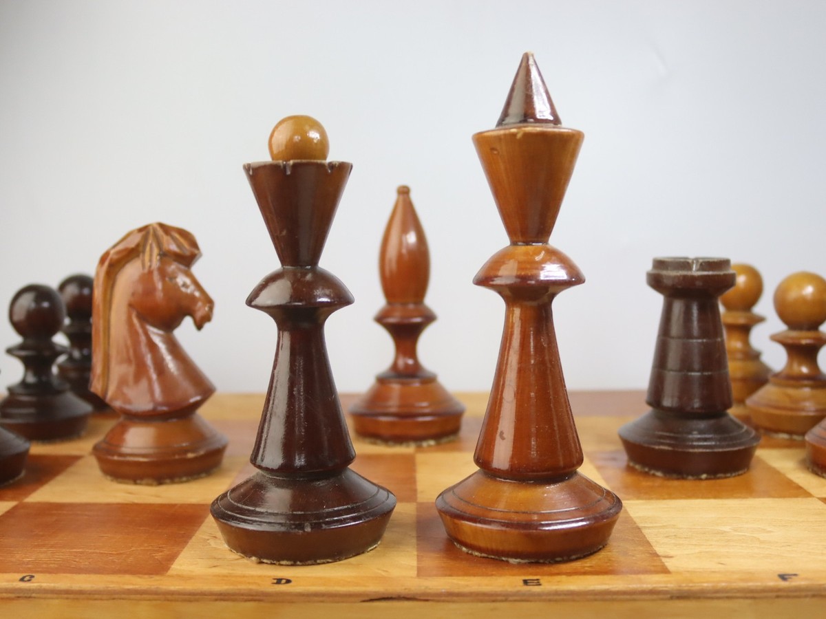 Massive Vintage Soviet Chess Set 1950s-60s - Giant Chess Pieces
