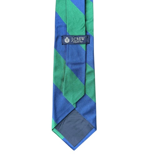 J Crew English Silk Necktie Green/Blue Stripe Handmade In The USA - Picture 3 of 4