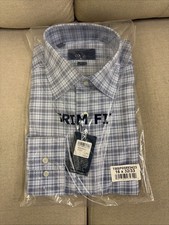 David Donahue Trim Fit Dress Shirt Men's 16 x 32/33 Blue Stitch Button Closure