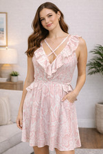 BOOHOO PINK STRAPPY PLUNGE NECK DRESS SIZE 12