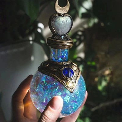 {color} Magic Potion Bottle Decor Fantasy Alchemy Prop Resin 5.5 Inch Gothic