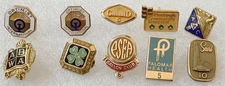 VTG Lot of 10 SERVICE or ORGANIZATIONAL PINS:  1/10th 10K Gold; 15.2 Grams