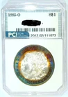 1885-O Morgan Dollar Stunning  Frosty Gem BU +++++ Rainbow Target Toned High MS