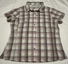 Women’s Columbia Omni-Shade Sun Protection Green/Tan and Pink Plaid Shirt XL