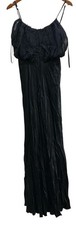 Calvin Klein Dress 6 Black Silk Maxi Ruched Zip Lined