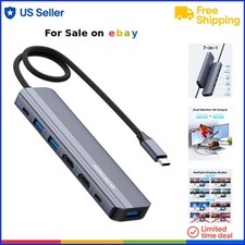 USB C Hub Aluminum 7-in-1 Dual HDMI 4K 60Hz 100W PD USB 3.0  C Dock