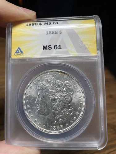 1888 $1 Morgan Silver Dollar MS61 ANACS Pure White Nice Luster
