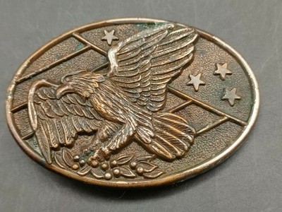   Vintage Messingfarbene Adler Gürtelschnalle - Oval American Patriotic Design