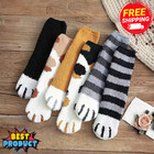 6 Pairs Women's Fuzzy Winter Fluffy Cozy Warm Cute Cat/Tiger Pattern Paw Socks
