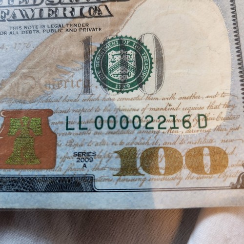 2009 A 100 $ Dollar Federal Reserve Schein San Francisco Fancy Serial #00002216 - Bild 5 von 11