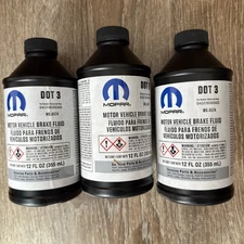 Mopar Dot 3 Brake Fluid 12 FL OZ OEM 04318080AD  - LOT OF 3 BOTTLES