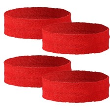 Sweat Absorbing Head Band, 4Pcs Nylon/Cotton Red