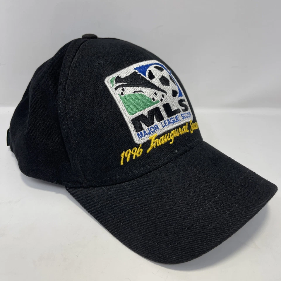 De colección 1996 MLS Inaugural Sombrero Alexi Lalas Negro Gorra Ajustable EE. UU. Fútbol Raro Foto 2 de 4