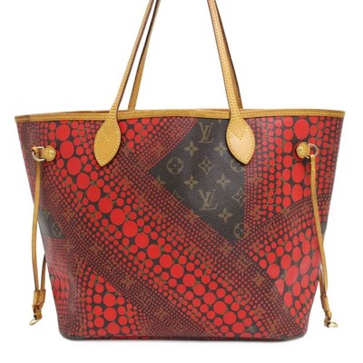LOUIS VUITTON Monogram Neverfull MM Kusama Yayoi Red Shoulder Bag