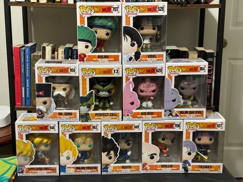 Dragon Ball Z Funko Pop Lot Goku Vegeta Krillin Trunks Bulma Buu Cell Funko Pops